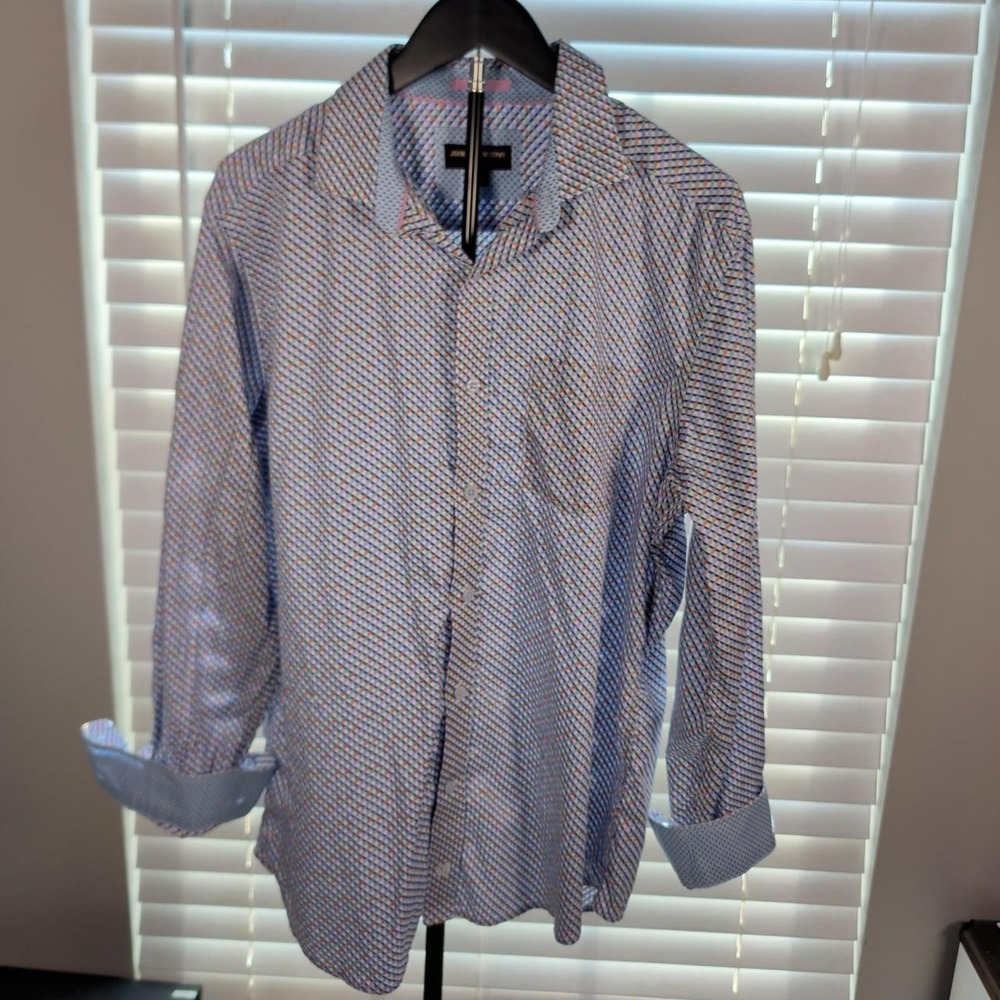 Johnston & Murphy Geometric Print Button Up Shirt Men's Large